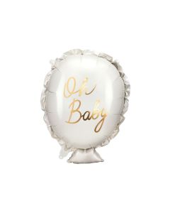 Oh Baby hvid folieballon med guldskrift - 69x53 cm