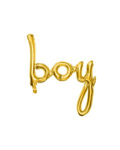 Guld farvet Boy bogstav folieballon til dreng - 74x63,5 cm