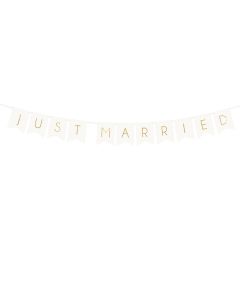 Just Married Guirlande Hvid Og Guld - 155 cm