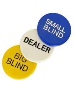 Pokersæt knapper med dealer, small blind og big blind 3x