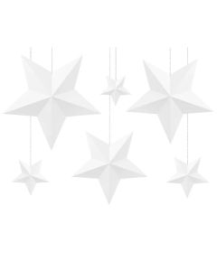 Hvide Stjerner Loftsdekoration 6x