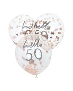 Hello 50 rose gold fødselsdagsballoner 5x