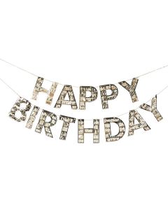 Guld Happy Birthday Guirlande med Frynser - 12 x 300 cm 