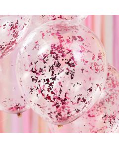Pink Konfetti Ballon 5x - 30 cm