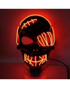 Uhyggelig halloween LED maske - Rødt kranie med sår