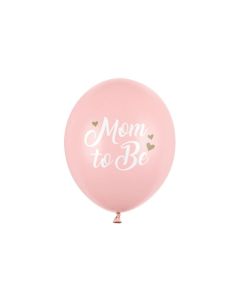 Lyserøde babyshower balloner med hvid skrift 6x - Ø 30 cm