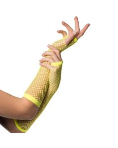 Lange fingerløse net handsker til kvinder one-size neon gul