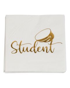 Servietter med student motiv guld 16x - 25x25 cm