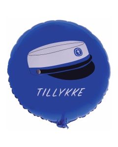 Blå Hue Tillykke Folieballon - 45 cm