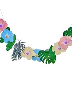 Palme guirlande inkl. farverige Hawaii blomster - 2 meter