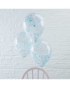 Blå Konfetti Ballon 5x - 30 cm