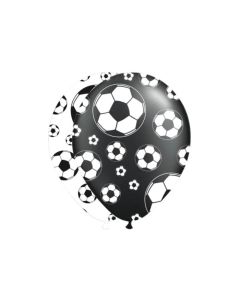 Balloner med fodbold motiver sort og hvid 8x - 30 cm