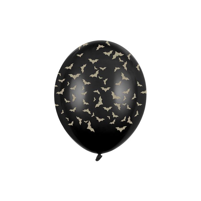 Sorte Balloner Med Flagermus Motiv 6x - 30cm