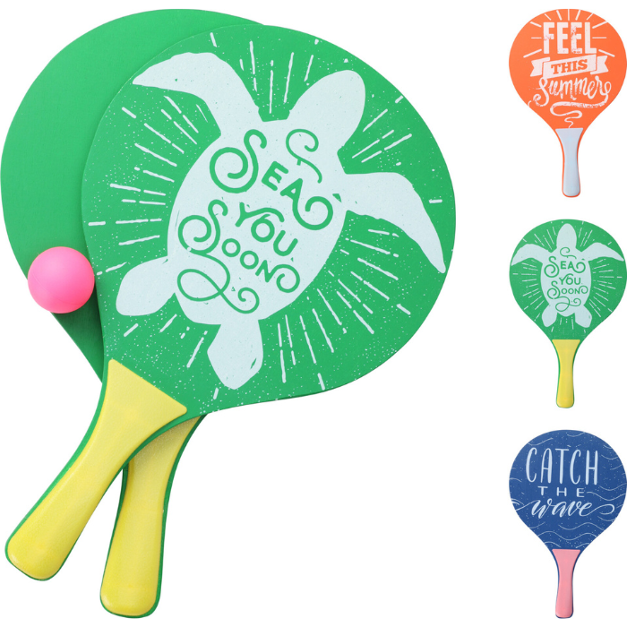 Strandtennis sæt med 2 bat og 1 bold ass.