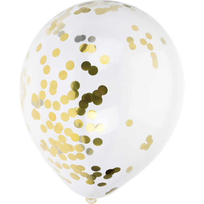 Ballon med guld konfetti 8x - 30 cm