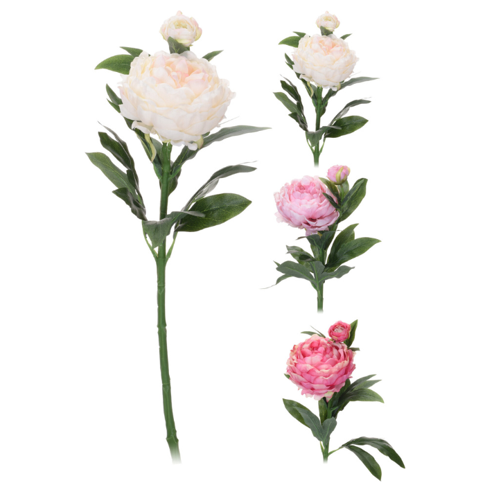 Kunstig pæon med 2 hoveder 17x61 cm