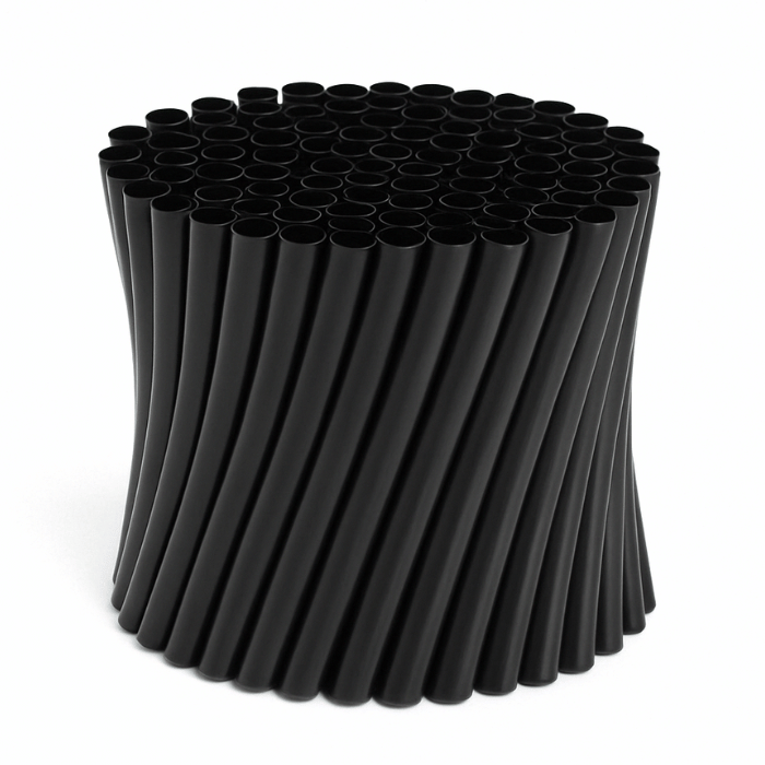 Sorte plastik sugerør ø8 mm 250x  - 15 cm