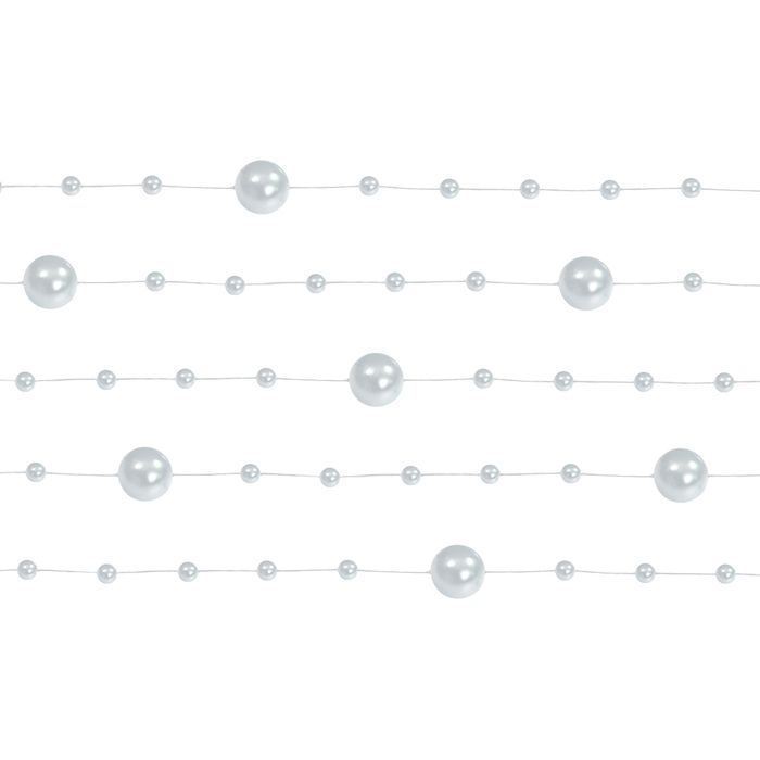 Sølv Perle Guirlande 5x - 1,3 meter