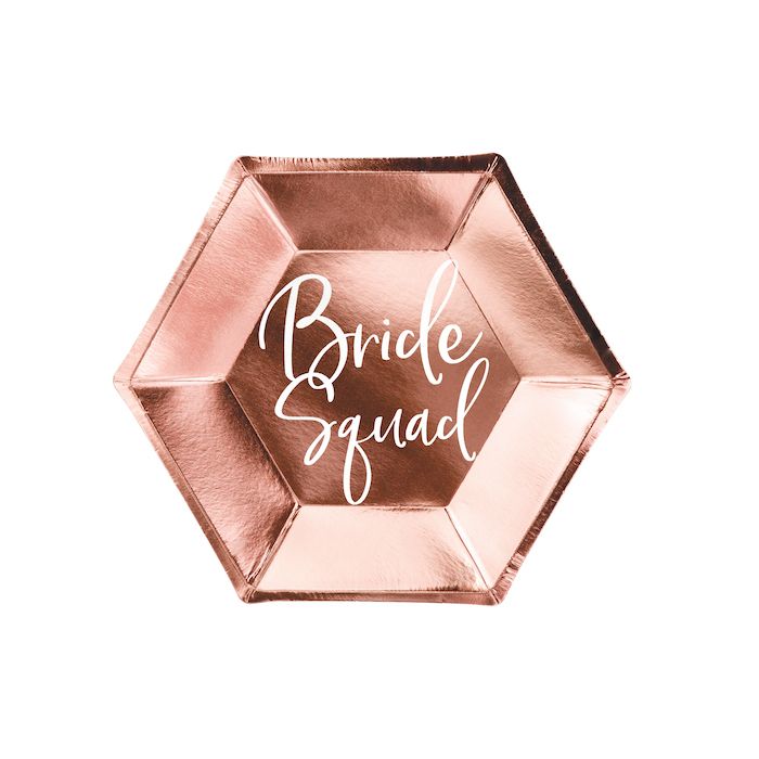 Rose Gold Bride Squad Paptallerken 6x - 23 cm