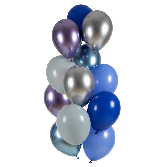 Metallic multifarvet ballon buket 12x - 33 cm