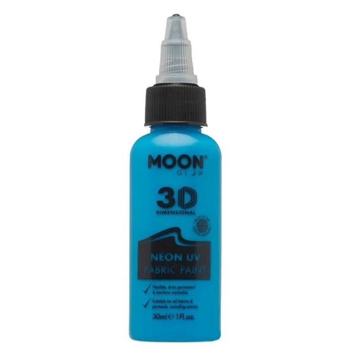 Neon UV Tekstilfarve Blå 30 ml Moon Creations