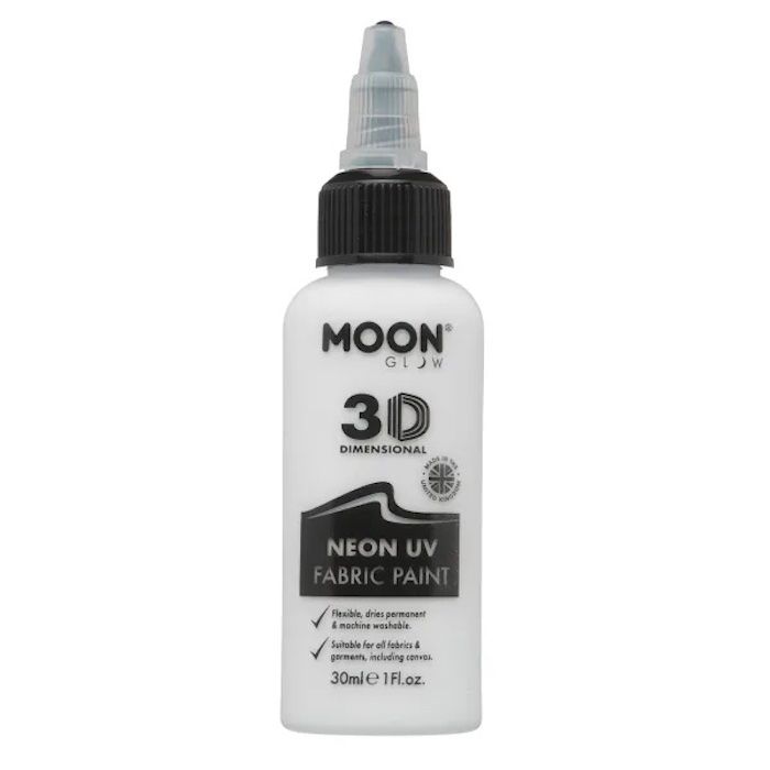 Neon UV Tekstilfarve Hvid 30 ml Moon Creations