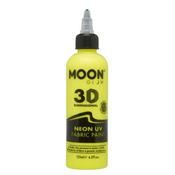 Neon UV Tekstilfarve Gul 125 ml Moon Creations