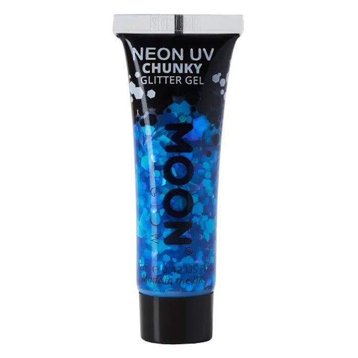 Neon UV Chunky Glitter Gel Blå 12 ml Moon Creations