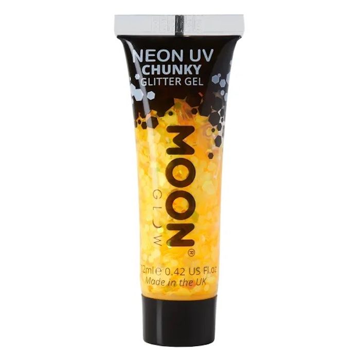 Neon UV Chunky Glitter Gel Guld 12 ml Moon Creations