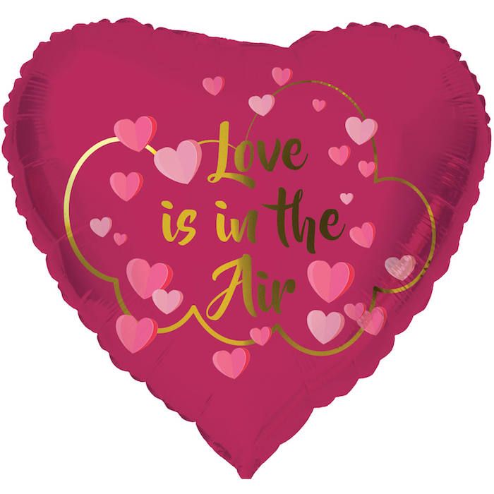 "Love Is In The Air" Hjerteformet Folie ballon - 45 cm