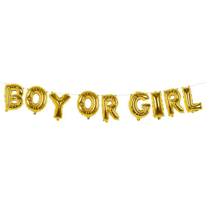 Guld folie ballon guirlande med Boy or Girl skrift - 4 m