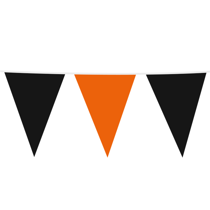 Sort og orange halloween flagguirlande med store flag - 10 m