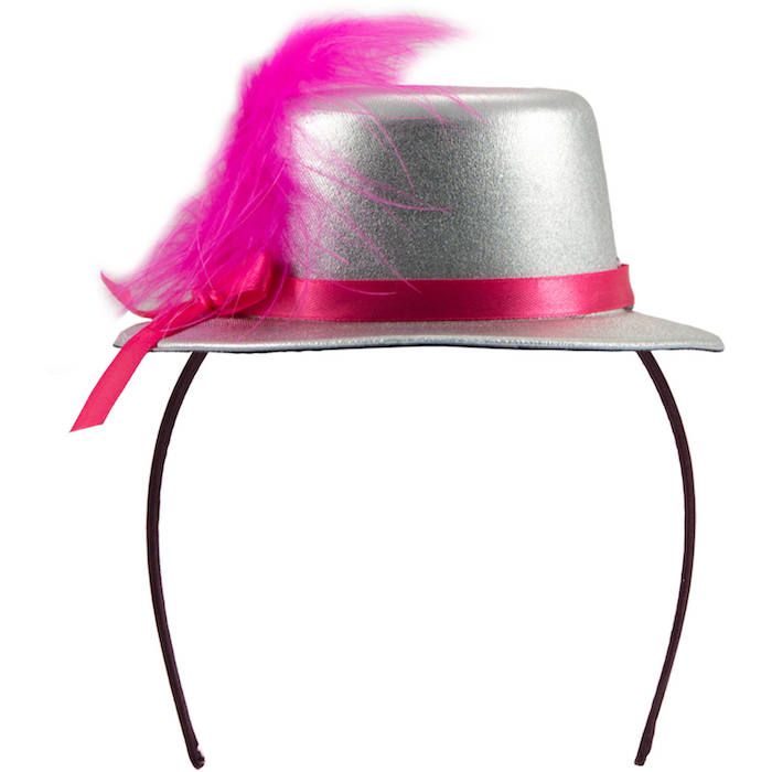 Sølv metallisk mini top hat 