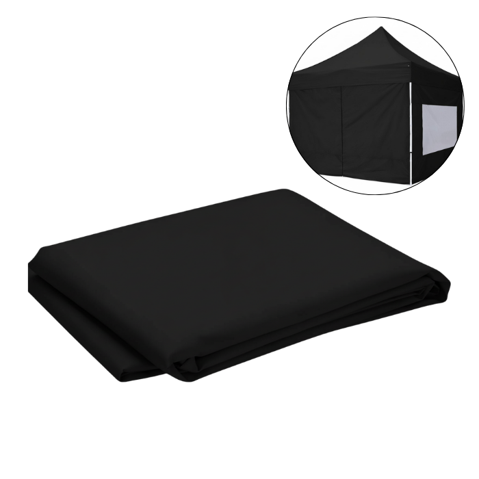 Sidevæg med dør til pavillon 3x2 m sort 