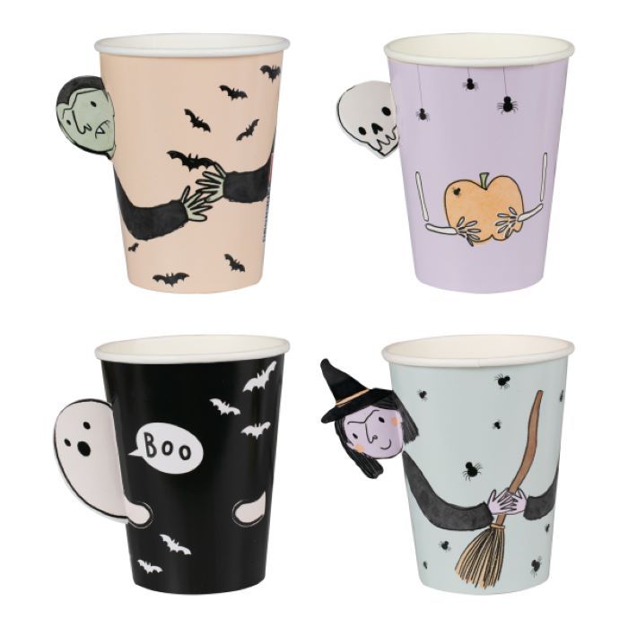 Pap kopper med halloween motiver 8x - 250 ml