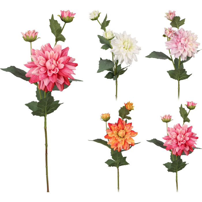 Kunstig dahlia på stilk 20 cm 