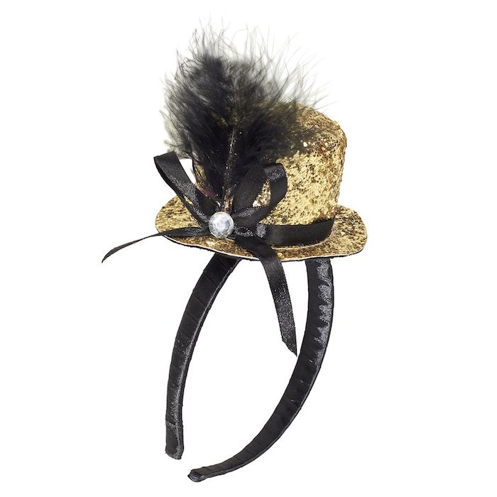 Mini Glitter Rund Top Hat - Guld