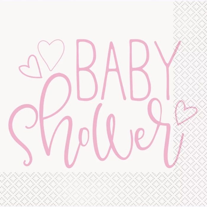 Servietter i pink til babyshower pige 16x