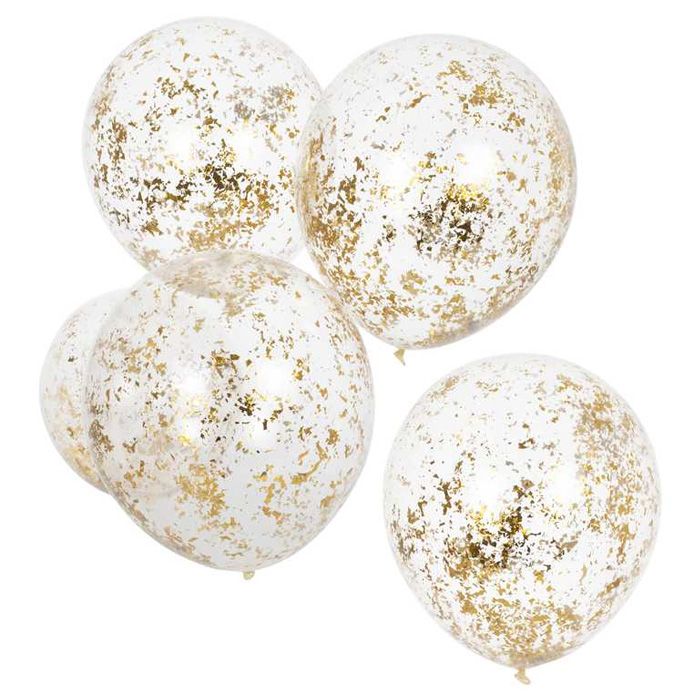 Balloner med Guld Glitter 5x - 30 cm