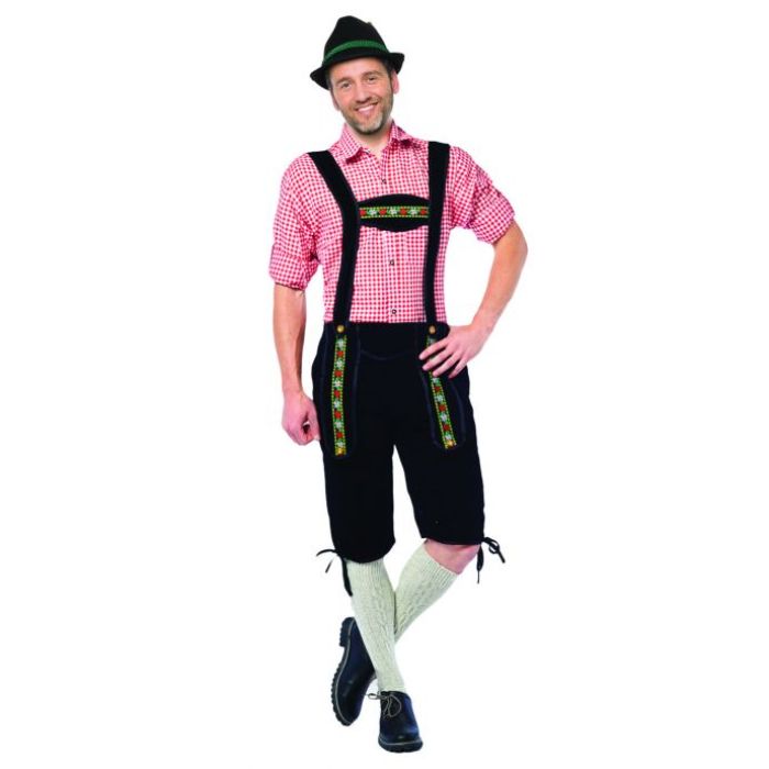  Tyroler lederhosen bukser Johann lang sort