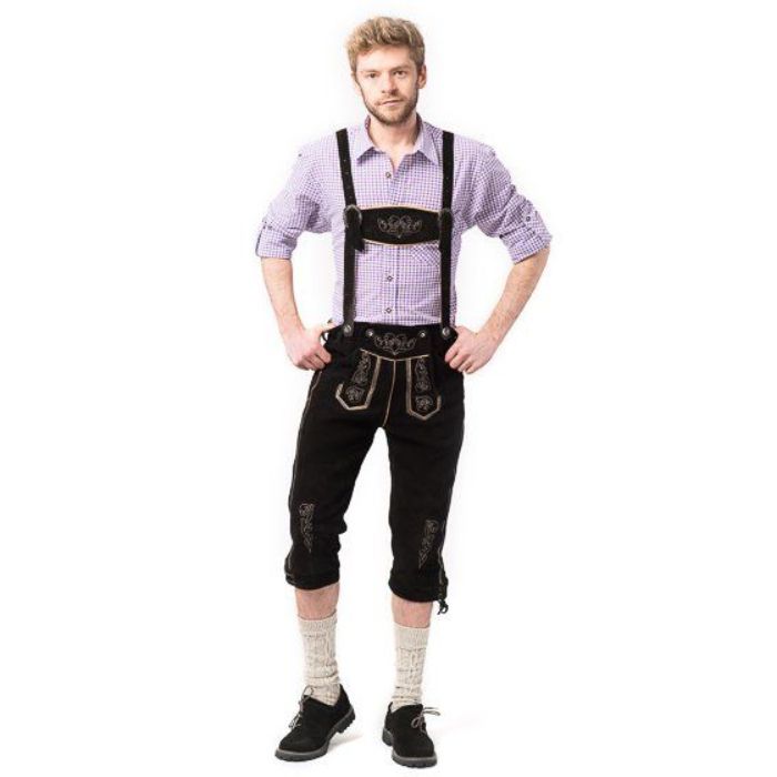 Tyroler lederhosen bukser Peter lang sort