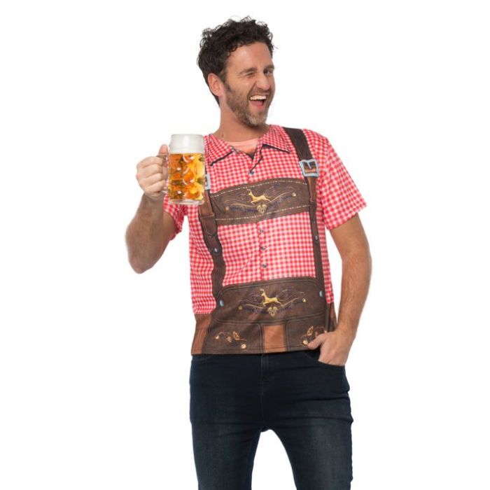 Tyroler T-shirt med lederhosen design