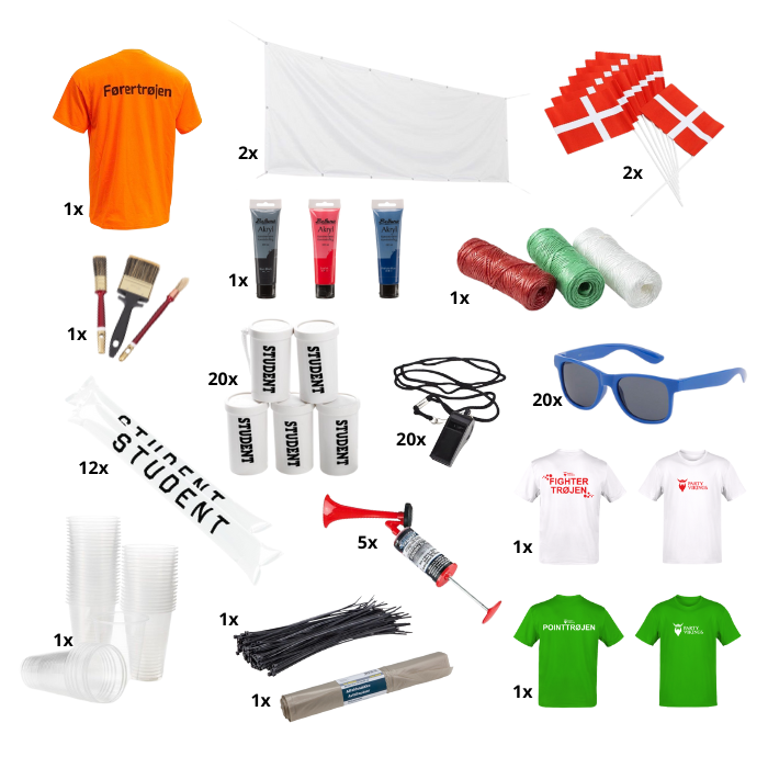 Blå studentervogn grundpakke 2 dags