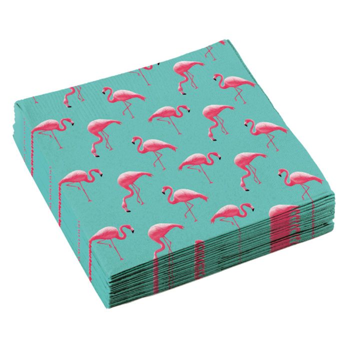 Flamingo Servietter 20x - 33x 33 cm