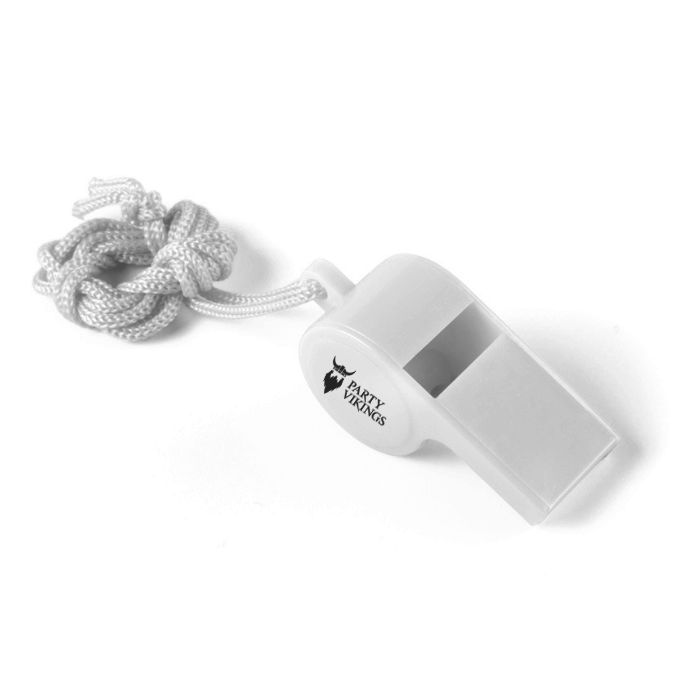 Fløjte med snor hvid PartyVikings