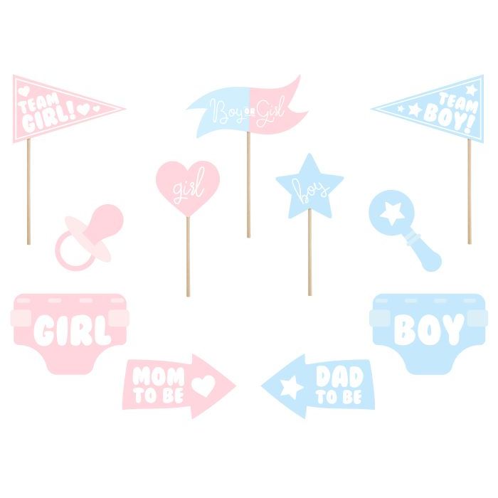 Gender reveal photo booth rekvisitter 11x