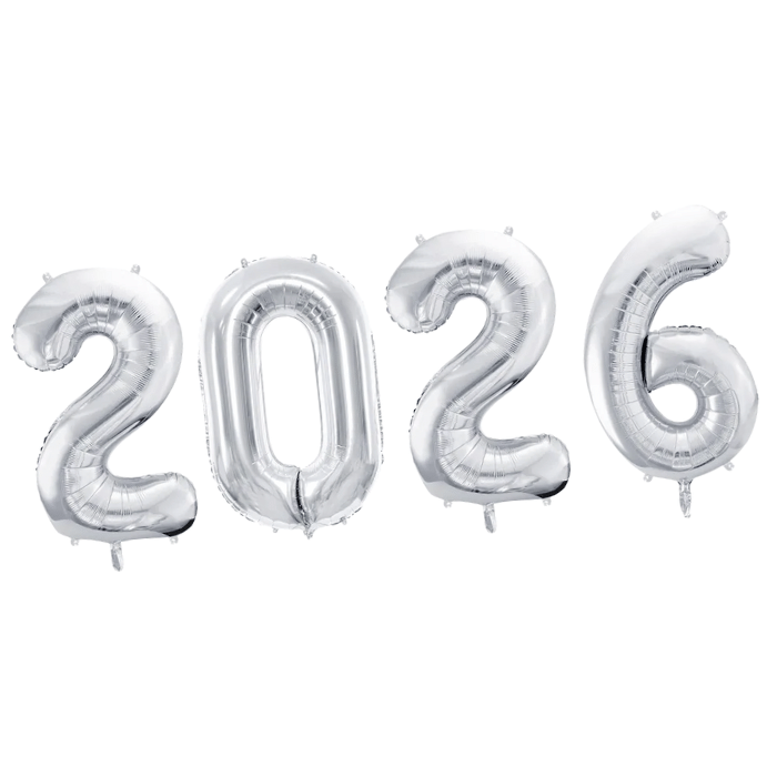 2026 folie ballon sølv - 35 cm