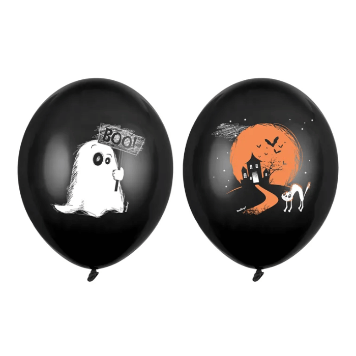 Sorte balloner med halloween motiver 6x - 30 cm