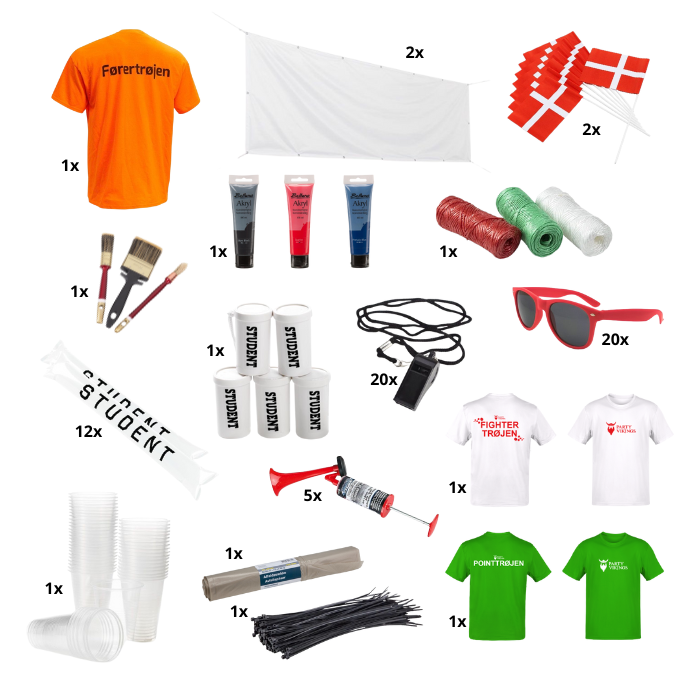 Rød studentervogn grundpakke 2 dags