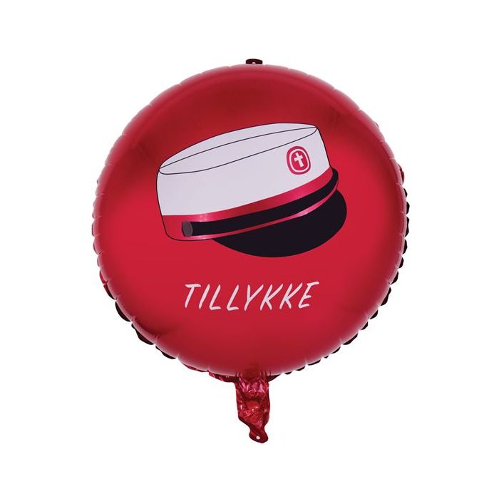 Rød Hue Tillykke Folieballon - 45 cm